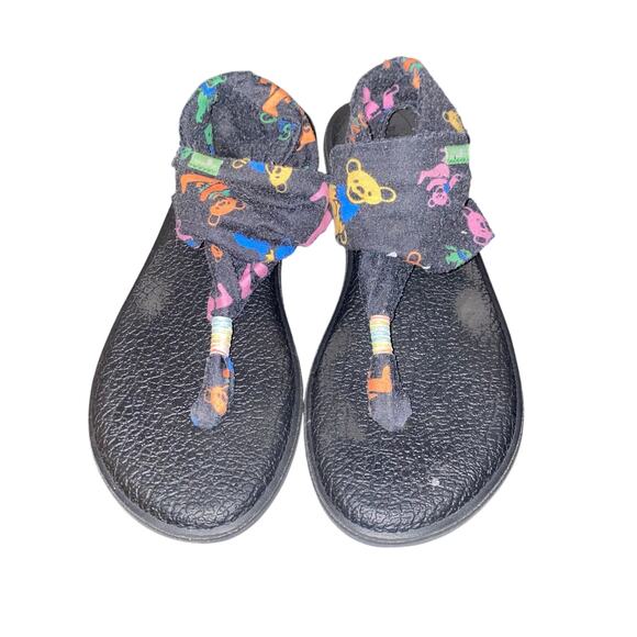 Sanuk Grateful Dead Yoga Sling Sandals Dancing Bears Black 8 black comfort - Picture 1 of 8